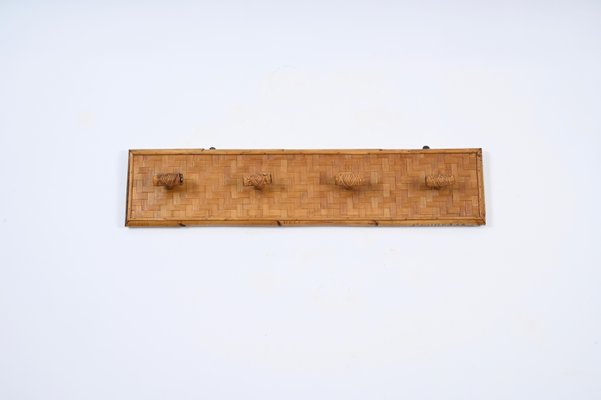 French Riviera Coat Rack in Wicker, Rattan and Bamboo, Italy, 1960s-JDR-1719005