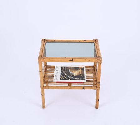 French Riviera Nightstand in Bamboo and Rattan, Italy, 1970s-JDR-1725990