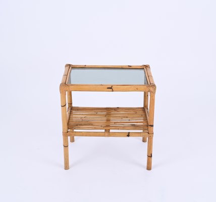 French Riviera Nightstand in Bamboo and Rattan, Italy, 1970s-JDR-1725990