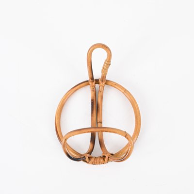 French Riviera Round Coat Hooks in Rattan and Wicker, Italy, 1960s, Set of 2-JDR-1798570