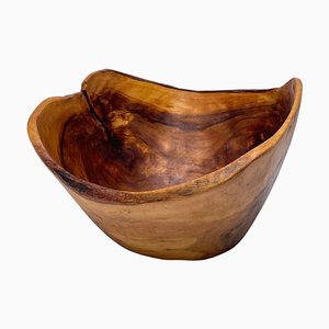 French Riviera Style Brown Bowl in Olive Wood, 1960-UR-1293625