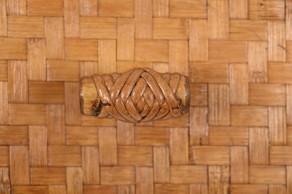 French Riviera Three Hook Coat Rack in Wicker, Rattan and Bamboo, Italy, 1960s-JDR-1817225