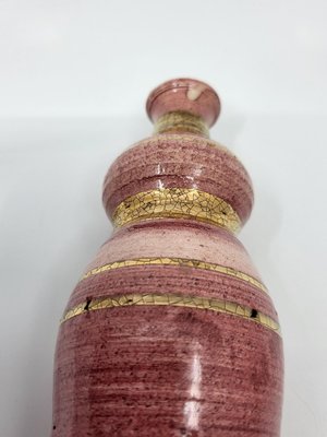 French Riviera Vase in Pink Ceramic Gilded with Fine Gold by Georges Pelletier, 1970-QCI-2020555