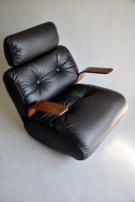 French Rocking Chair in Plywood and Leather, 1970s-MO-946204