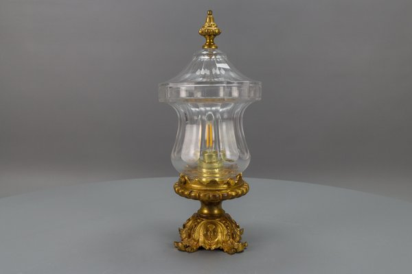 French Rococo Style Bronze and Crystal Glass Flush Mount, 1890s-KEG-1732610