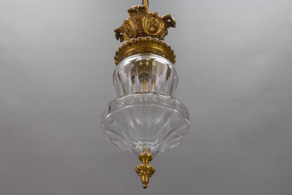 French Rococo Style Bronze and Crystal Glass Flush Mount, 1890s-KEG-1732610