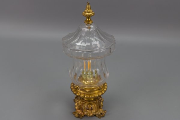 French Rococo Style Bronze and Crystal Glass Flush Mount, 1890s-KEG-1732610