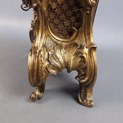 French Rococo Style Golden Brass Mechanical Clock by D. Masson, 1950-PWG-2034794