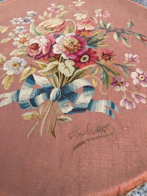 French Round Aubusson Tapestry from Bobyrugs, 1890s-YMM-1803428