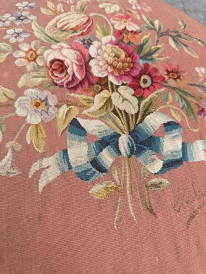 French Round Aubusson Tapestry from Bobyrugs, 1890s-YMM-1803428