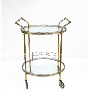 French Round Bar Trolley with Bottle Holder by Maison Baguès, 1950s-JDR-1126181