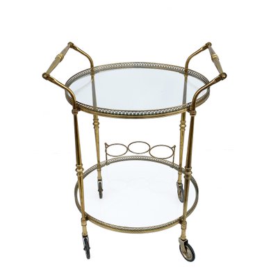 French Round Bar Trolley with Bottle Holder by Maison Baguès, 1950s-JDR-1126181