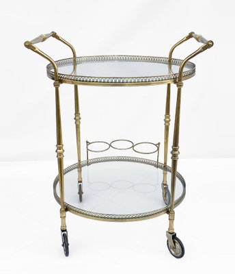 French Round Bar Trolley with Bottle Holder by Maison Baguès, 1950s-JDR-1126181