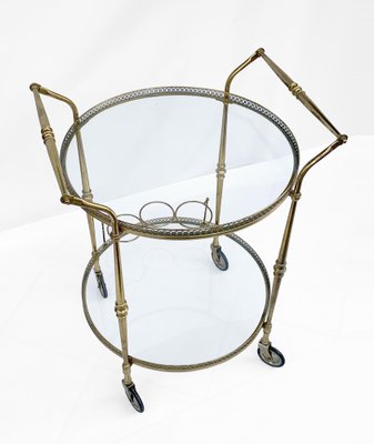 French Round Bar Trolley with Bottle Holder by Maison Baguès, 1950s-JDR-1126181