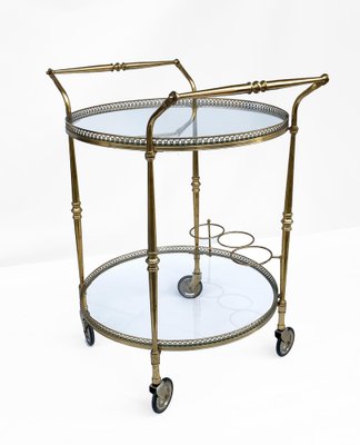 French Round Bar Trolley with Bottle Holder by Maison Baguès, 1950s-JDR-1126181