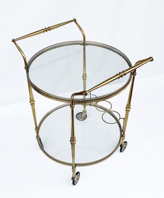 French Round Bar Trolley with Bottle Holder by Maison Baguès, 1950s-JDR-1126181