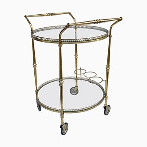 French Round Bar Trolley with Bottle Holder by Maison Baguès, 1950s-JDR-1126181