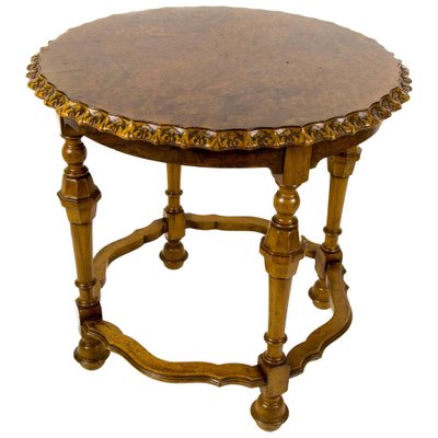 French Round Side Table in Burr Walnut, 1920s-KEG-1086377