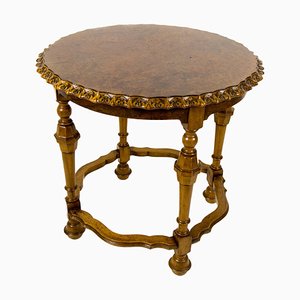 French Round Side Table in Burr Walnut, 1920s-KEG-1086377