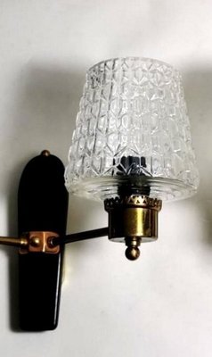 French Sconces in Brass and Half Crystal, 1961, Set of 2-QRS-825773