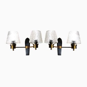 French Sconces in Brass and Half Crystal, 1961, Set of 2-QRS-825773