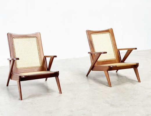 French Sculptural Lounge Chairs, 1950s, Set of 2-XLH-1783070