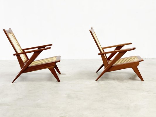 French Sculptural Lounge Chairs, 1950s, Set of 2-XLH-1783070