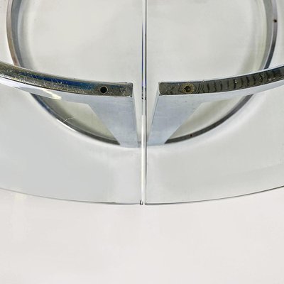 French Semicircular Consoles in Chromed Steel and Bellied Glass, 1970s, Set of 2-GDD-1746702