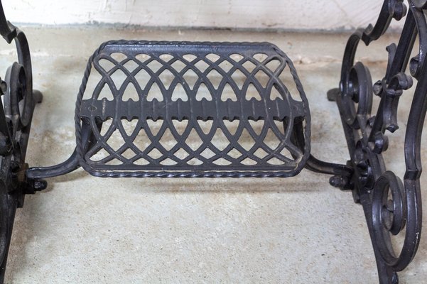 French Side Table or Console with Marble Top and Sewing Machine Holder, 1920s-RIU-1022506