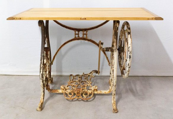 French Side Table with Beech Top and Sewing Machine Holder-RIU-865504