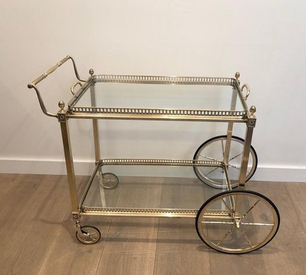 French Silver & Brass Trolley from Maison Bagués, 1940s-BA-926125