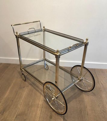 French Silver & Brass Trolley from Maison Bagués, 1940s-BA-926125