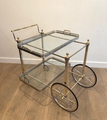 French Silver & Brass Trolley from Maison Bagués, 1940s-BA-926125