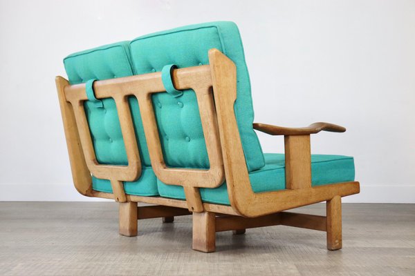 French Solid Oak Sofa by Guillerme & Chambron, 1960s-ZZP-1308845