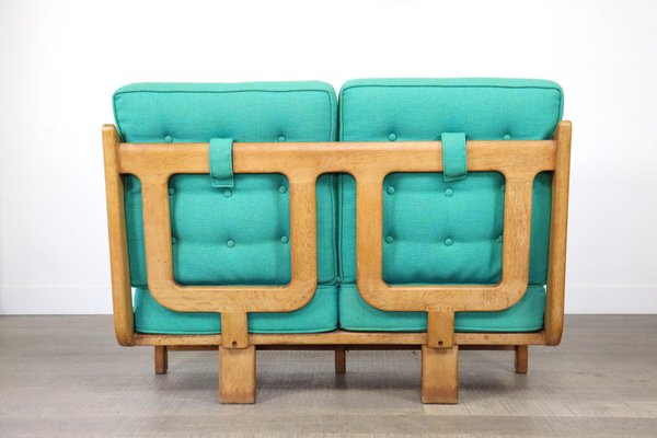 French Solid Oak Sofa by Guillerme & Chambron, 1960s-ZZP-1308845