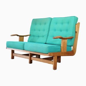 French Solid Oak Sofa by Guillerme & Chambron, 1960s-ZZP-1308845