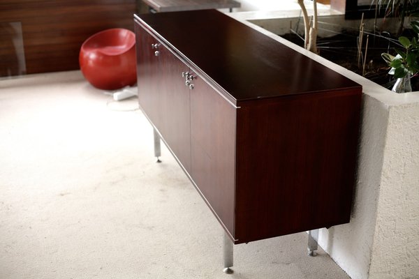 French Steel and Solid Wood Sideboard from Négroni, 1970s-MAO-688364