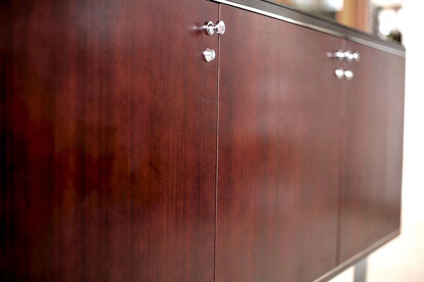 French Steel and Solid Wood Sideboard from Négroni, 1970s-MAO-688364