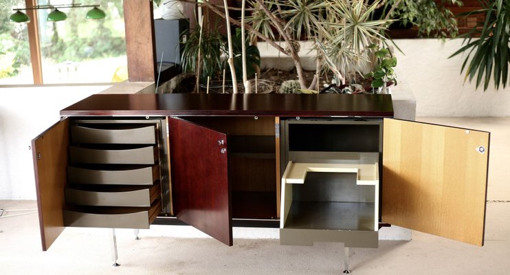 French Steel and Solid Wood Sideboard from Négroni, 1970s-MAO-688364