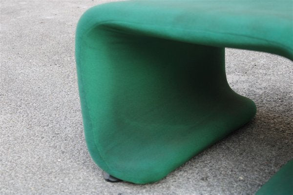 French Stools with Green Fabric, 1970s, Set of 2-EH-1728759