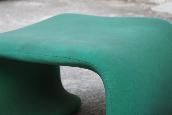 French Stools with Green Fabric, 1970s, Set of 2-EH-1728759