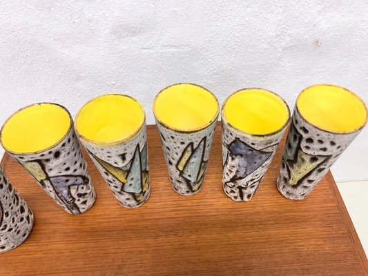 French Studio Ceramics by Marius Bessone for Vallauris, 1950s, Set of 6-AET-2031478