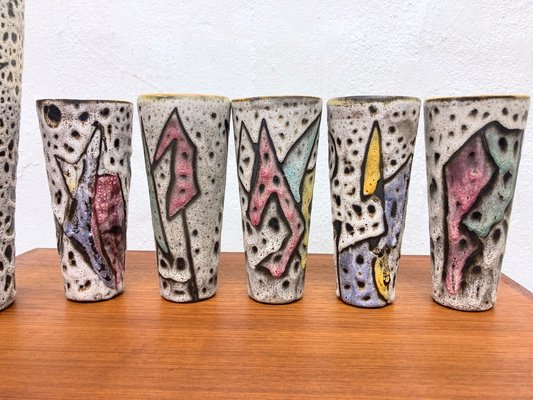 French Studio Ceramics by Marius Bessone for Vallauris, 1950s, Set of 6-AET-2031478