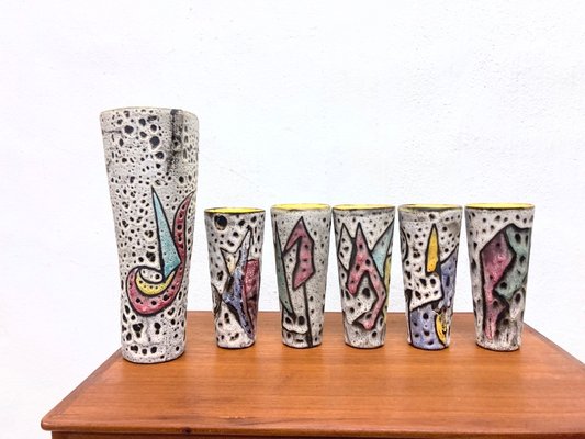 French Studio Ceramics by Marius Bessone for Vallauris, 1950s, Set of 6-AET-2031478