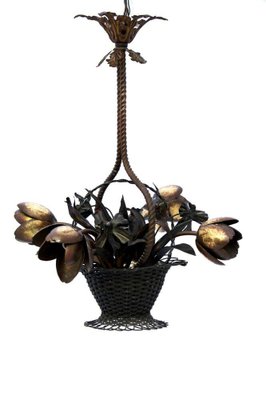 French Style Flower Basket Chandelier in Brass-ESB-1376816