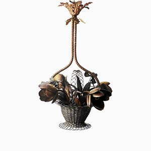 French Style Flower Basket Chandelier in Brass-ESB-1376816