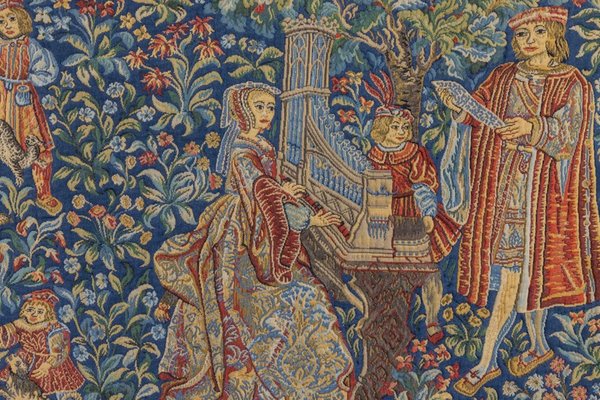 French Tapestry of the Lady with an Organ from Tapisseries Du Lion, 1970s-KEG-1997648