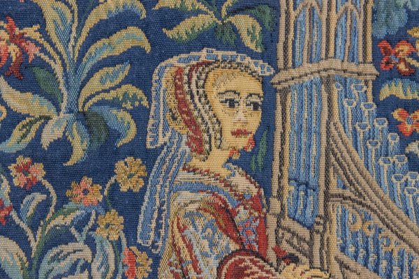 French Tapestry of the Lady with an Organ from Tapisseries Du Lion, 1970s-KEG-1997648