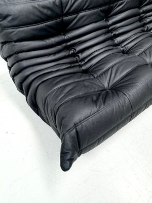 French Togo 3-Seater Sofa in Matt Black Leather by Michel Ducaroy for Ligne Roset-XLZ-1917872