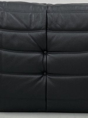 French Togo Living Room Set in Black Leather by Michel Ducaroy for Ligne Roset., Set of 3-XLZ-2041174